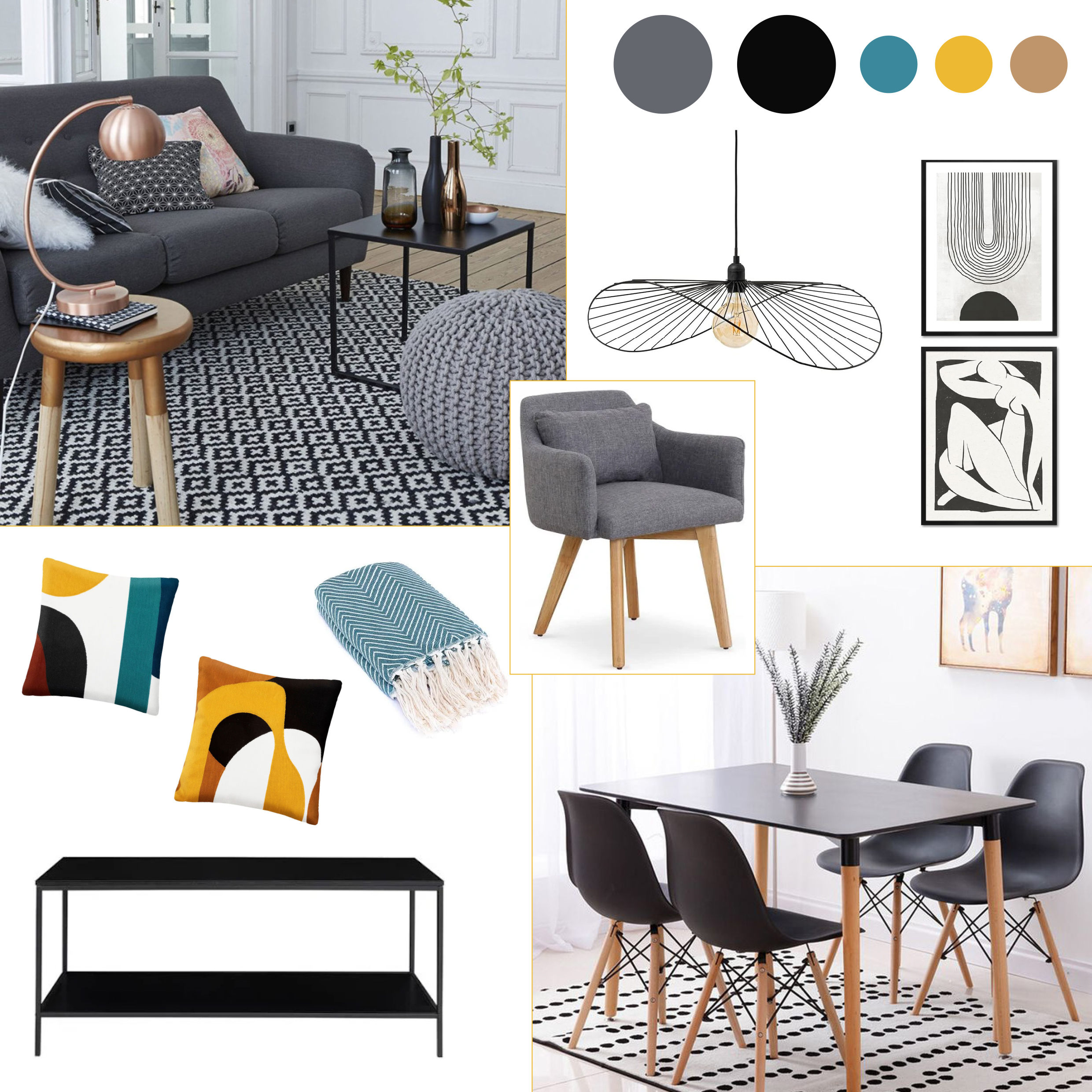 Planche d'inspiration location meublée, home staging